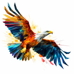 Fototapeta premium Low-poly illustration of a flying eagle