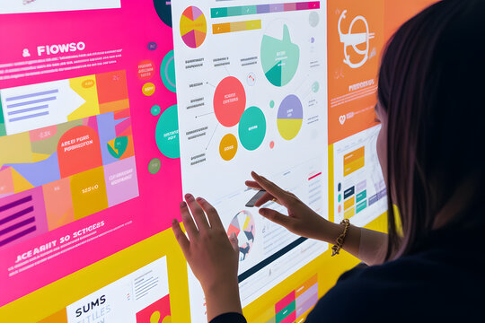 A graphic designer collaborating with a team of marketers and copywriters, combining visual elements and textual content to create impactful advertising materials. Generative AI