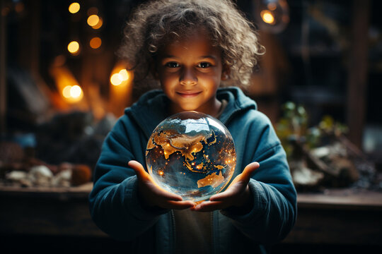 An inspiring watercolor drawing of a globe with the ozone layer illustrated as a protective embrace Generative AI