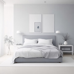 Minimalistic Interior of a White Bedroom