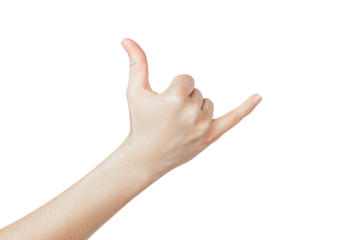 Shaka sign isolated on white background.