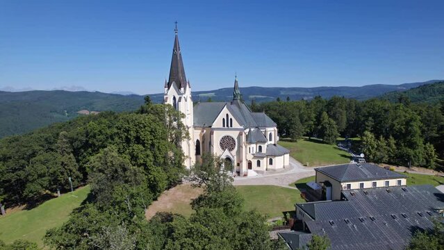 Aerial of Basilica of the Virgin Mary in Levoca, Slovakia