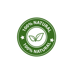 Natural product, only natural ingredients stamp, organic product icon, eco emblem, green label