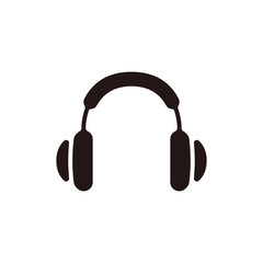 Headphone icon.Flat silhouette version. - obrazy, fototapety, plakaty