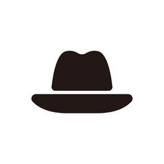 Pork pie hat icon.Flat silhouette version.