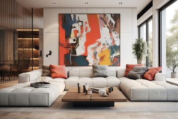Contemporary interior design of an actual living room space.