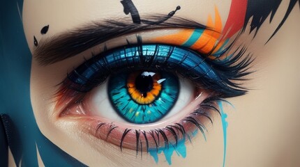 One eye of person with grafity style