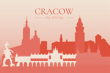 Cracow Cityscape Silhouette, Skyline Wallpaper