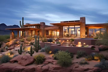 Deurstickers Donkerrood Scottsdale, Arizona features a home with a distinct Southwest design.