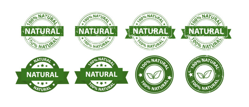 Natural product, only natural ingredients stamp, organic product icon, eco emblem, green label