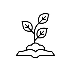 Tree plantation, plant care , planting education logo and vector icon design black and white, green icon.