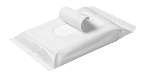White wet wipes flow pack, cut out
