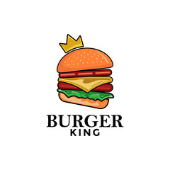 burger king logo design vector template, Fast food flat  logo modern minimal design illustration.