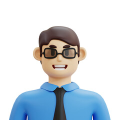 3d rendering Male Teacher Character with blue outfit