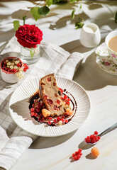 pie with berries on a light background