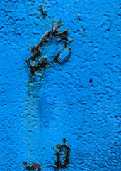 blue paint metal broken