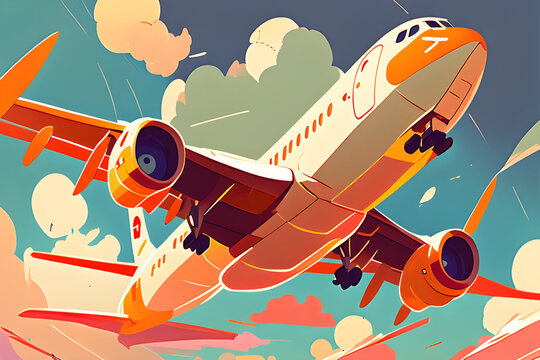 an airplane in the blue sky. Generative AI