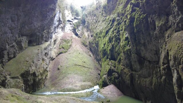Blansko district, Czech Republic - February 25, 2023: Punkva Caves. Caves Moravian Karst. Stolognites, the underworld.