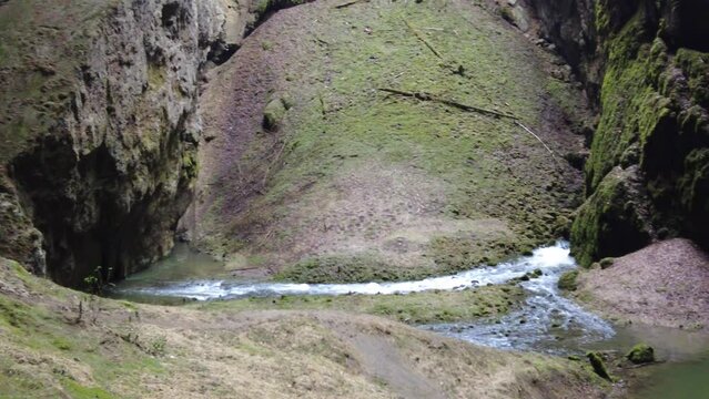 Blansko district, Czech Republic - February 25, 2023: Punkva Caves. Caves Moravian Karst. Stolognites, the underworld.
