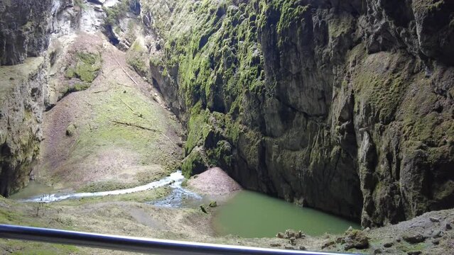 Blansko district, Czech Republic - February 25, 2023: Punkva Caves. Caves Moravian Karst. Stolognites, the underworld.