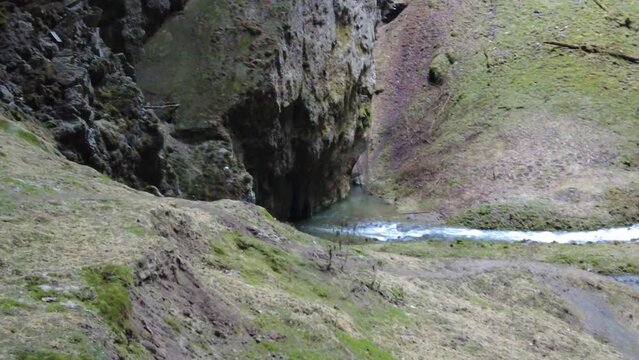 Blansko district, Czech Republic - February 25, 2023: Punkva Caves. Caves Moravian Karst. Stolognites, the underworld.