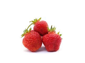 Ripe strawberry with leaves.