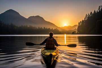 Kayaking at Sunrise Created with Generative AI