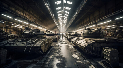 Inside of a tank manufacturing plant