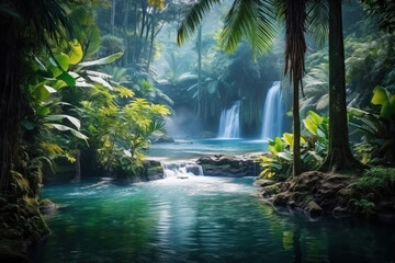 Beautiful Jungle Scene Created with Generative AI