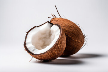 open coconut on a white background