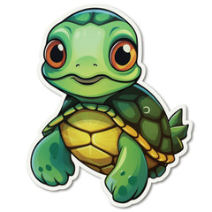 Fototapeta premium Cute Cartoon Sulcata Tortoise Stickers