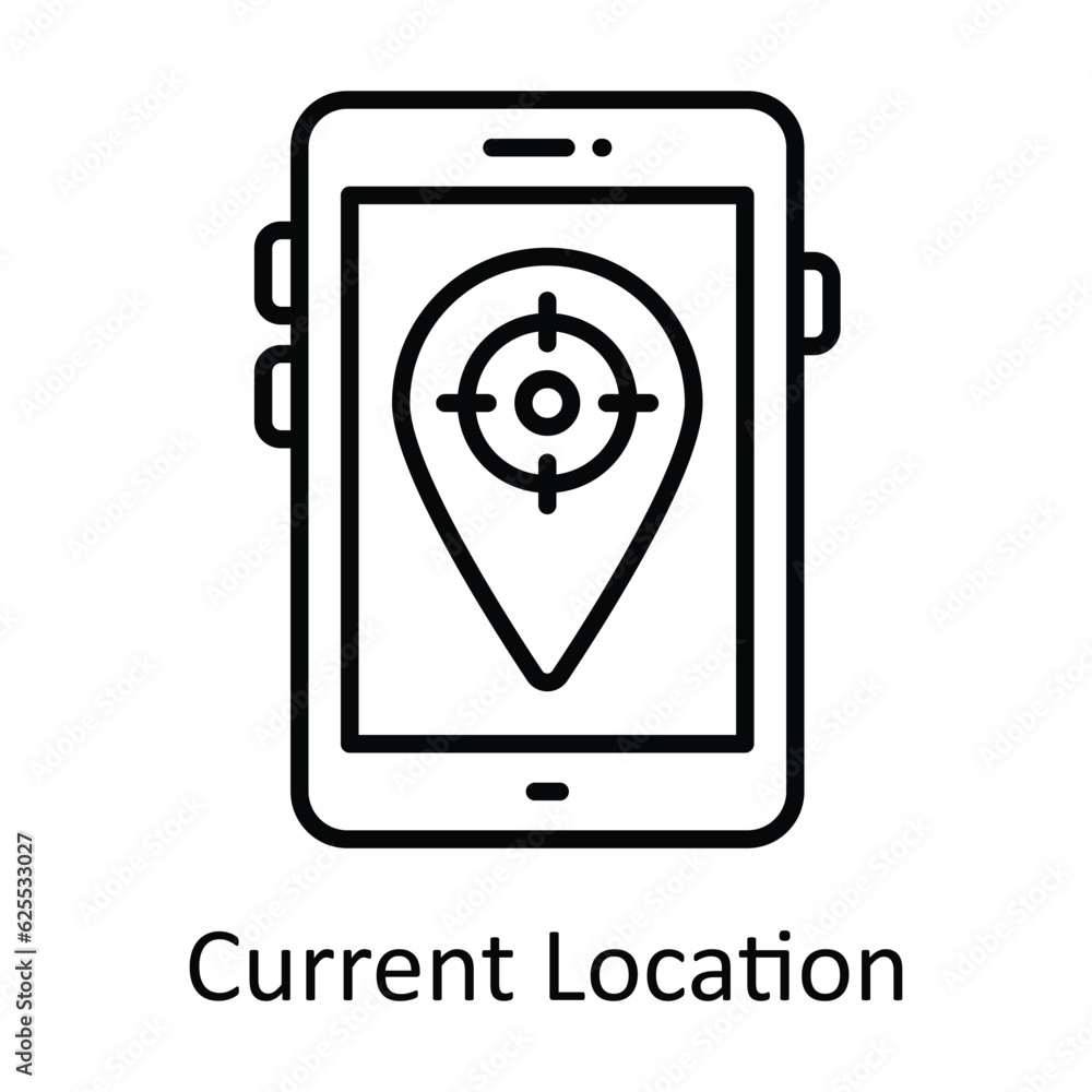 Poster current location outline icon design illustration. map and navigation symbol on white background eps