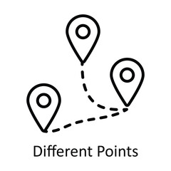 Different Points Outline Icon Design illustration. Map and Navigation Symbol on White background EPS 10 File