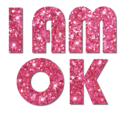 magic pink dust glitter. Lettering i'm fine. Trendy glitter print for t-shirt, mug, shopper.