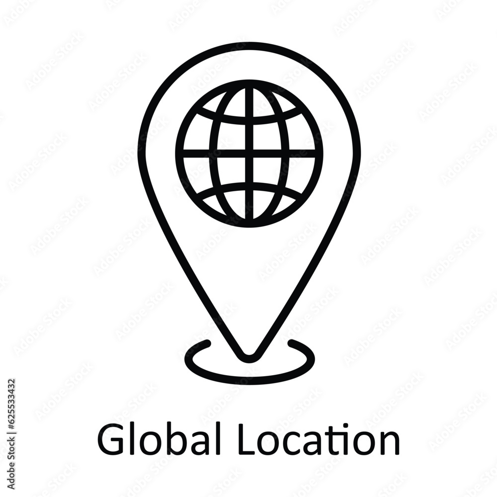 Poster global location outline icon design illustration. map and navigation symbol on white background eps 