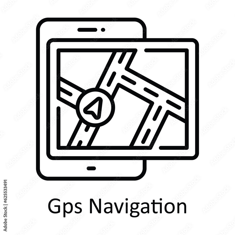 Aufkleber gps navigation outline icon design illustration. map and navigation symbol on white background eps 1