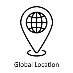 Global Location Outline Icon Design illustration. Map and Navigation Symbol on White background EPS 10 File