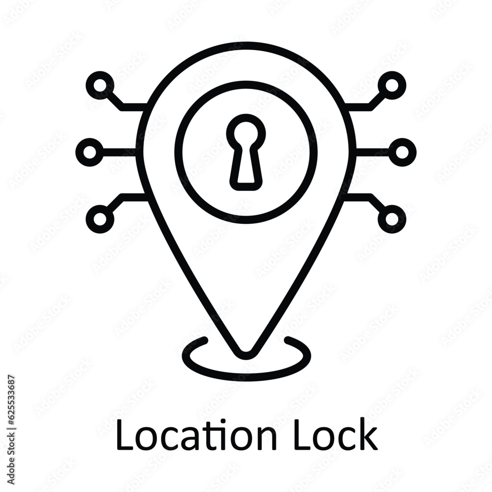 Poster location lock outline icon design illustration. map and navigation symbol on white background eps 10