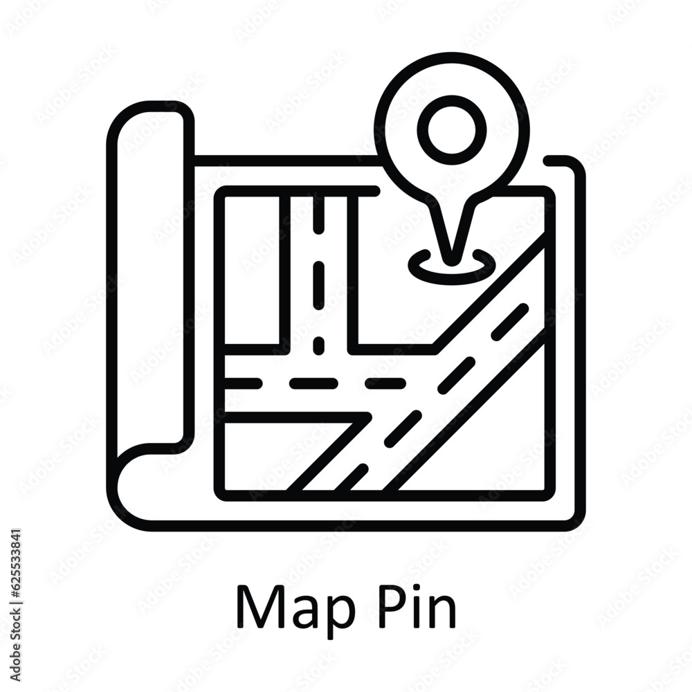 Poster map pin outline icon design illustration. map and navigation symbol on white background eps 10 file