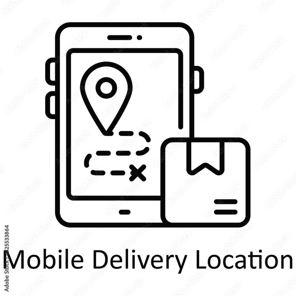 Aufkleber mobile delivery location outline icon design illustration. map and navigation symbol on white backgr