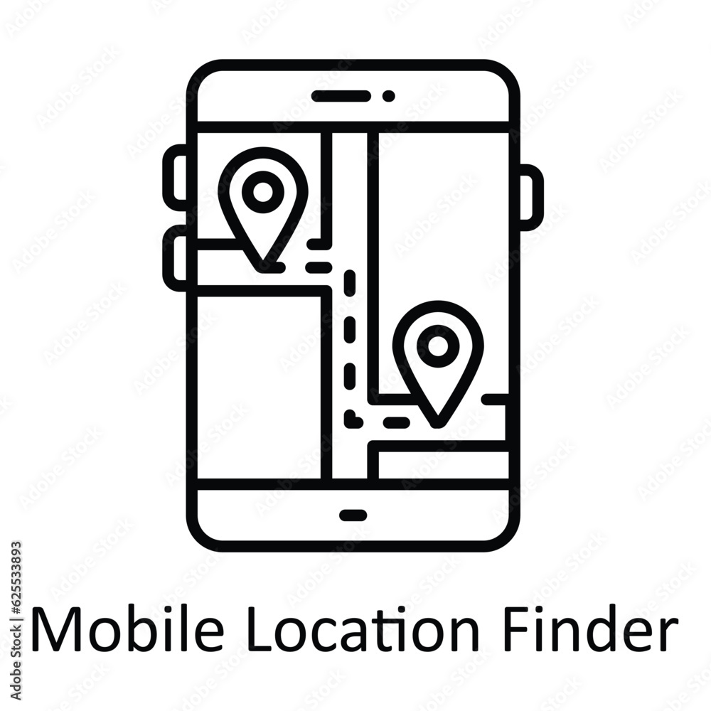 Aufkleber mobile location finder outline icon design illustration. map and navigation symbol on white backgrou