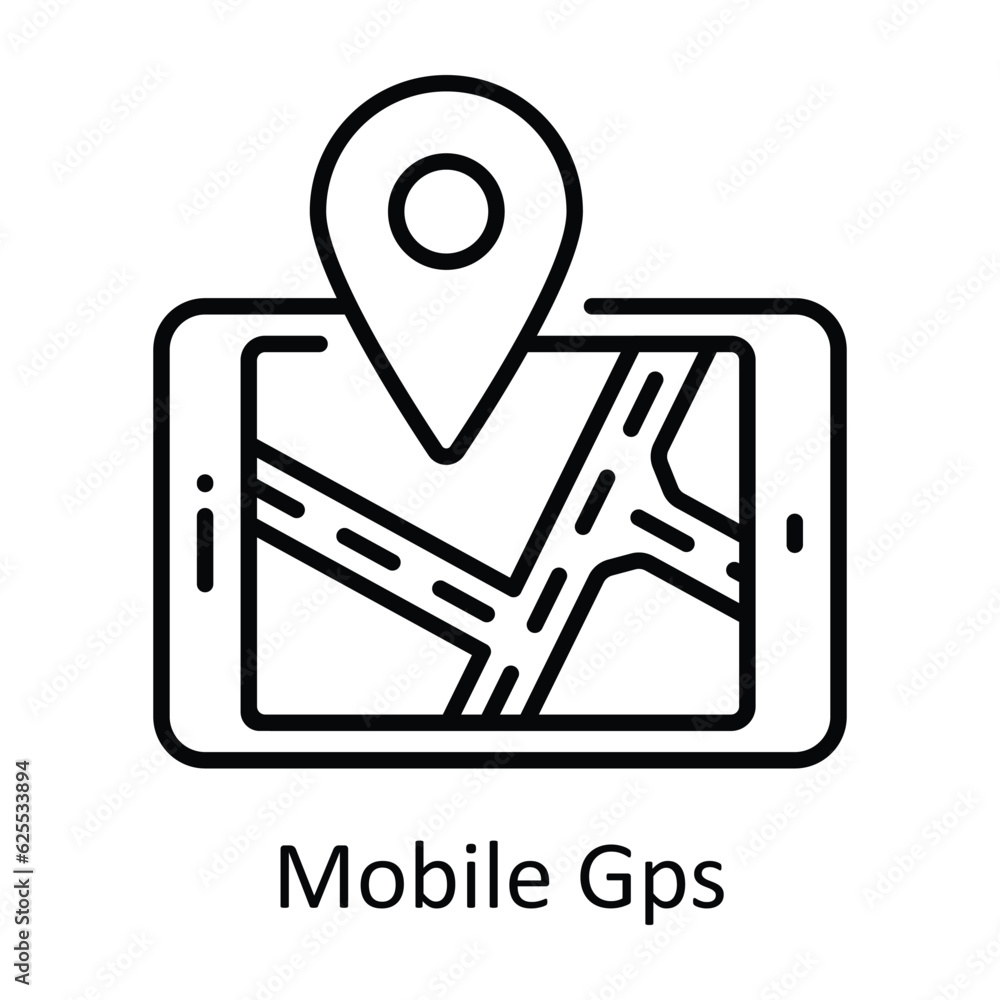 Poster mobile gps outline icon design illustration. map and navigation symbol on white background eps 10 fi