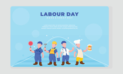 flat happy labour day template