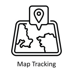 Map Tracking Outline Icon Design illustration. Map and Navigation Symbol on White background EPS 10 File