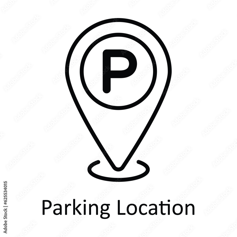Poster parking location outline icon design illustration. map and navigation symbol on white background eps