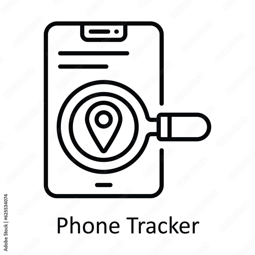 Poster phone tracker outline icon design illustration. map and navigation symbol on white background eps 10