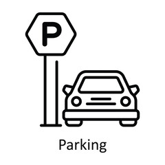 Parking Outline Icon Design illustration. Map and Navigation Symbol on White background EPS 10 File