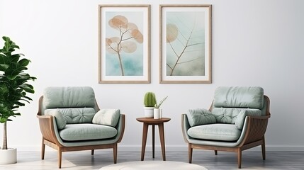 interior poster mock living room armchair