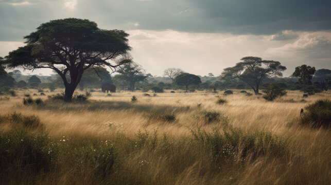 African savanna, yellow grass