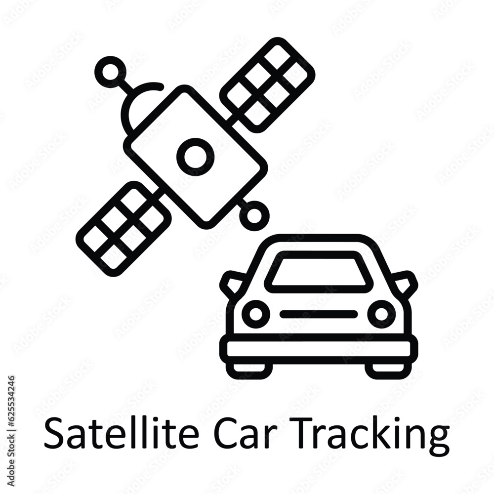 Poster satellite car tracking outline icon design illustration. map and navigation symbol on white backgrou